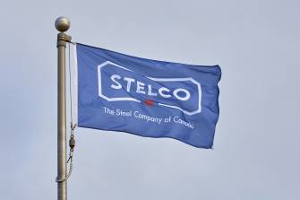 Stelco Flag Flying Over Hamilton